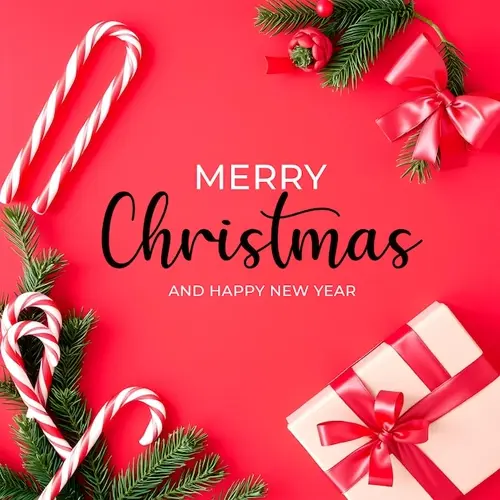 Merry Christmas facebook cover with hanging Christmas ball snowflakes and decorated background