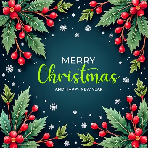 Merry Christmas facebook cover with hanging Christmas ball snowflakes and decorated background