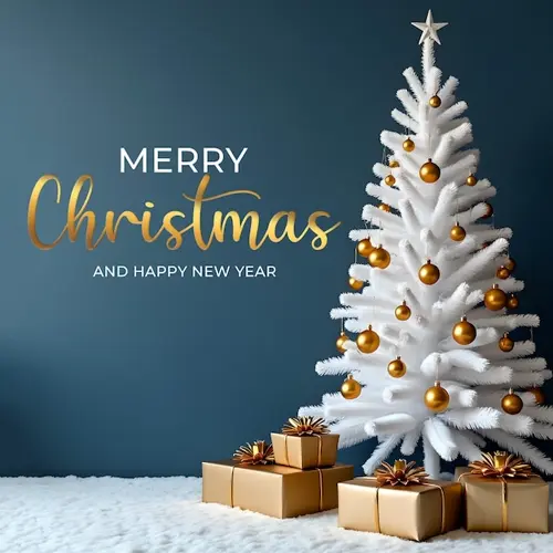 Merry Christmas facebook cover with hanging Christmas ball snowflakes and decorated background