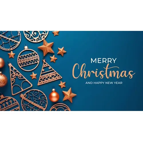 Merry christmas facebook cover with pine branches snowflakes and various christmas decorations