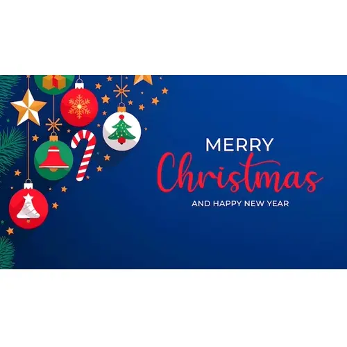 Merry christmas facebook cover with pine branches snowflakes and various christmas decorations