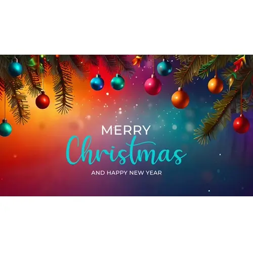 Merry christmas facebook cover with pine branches snowflakes and various christmas decorations
