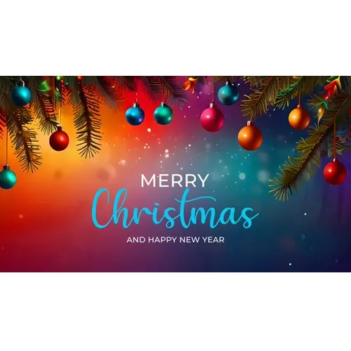 Merry christmas facebook cover with pine branches snowflakes and various christmas decorations