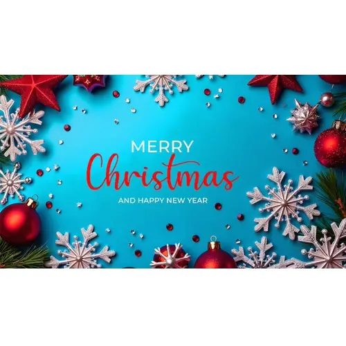 Merry christmas facebook cover with pine branches snowflakes and various christmas decorations