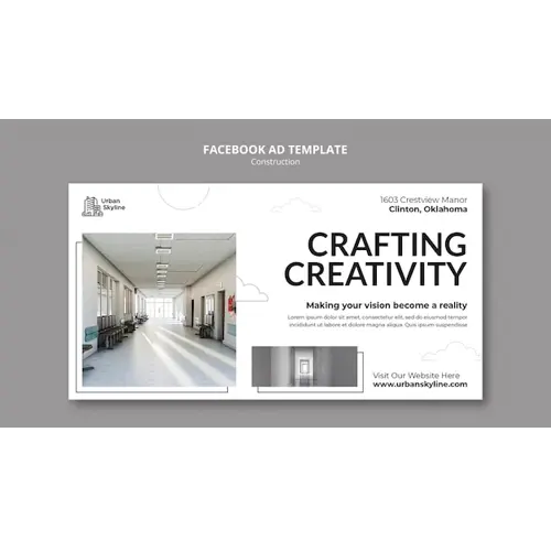 Minimal construction project facebook template