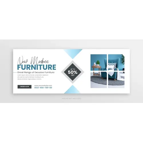 Minimal furniture sale facebook cover and social media web banner template