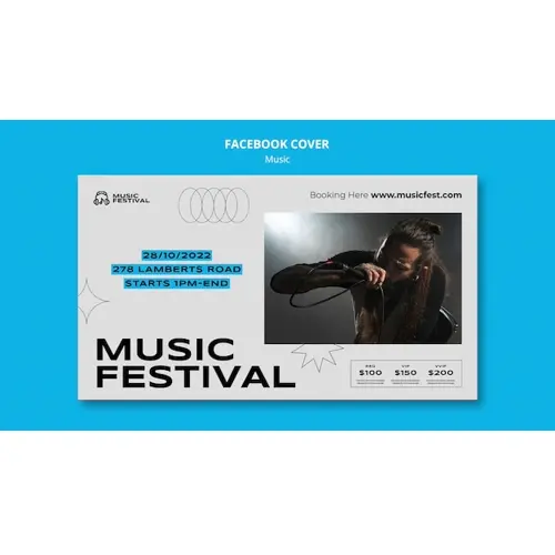 Minimal music festival facebook cover template