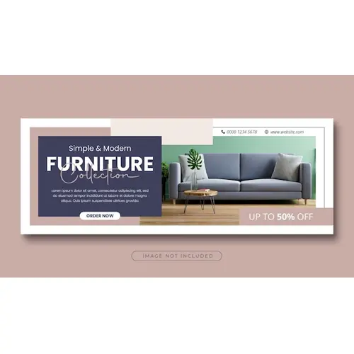 Minimalist facebook cover design for furniture product promotion or web banner template