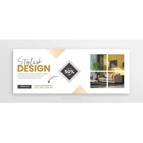 Minimalist furniture sale facebook cover and social media web banner template