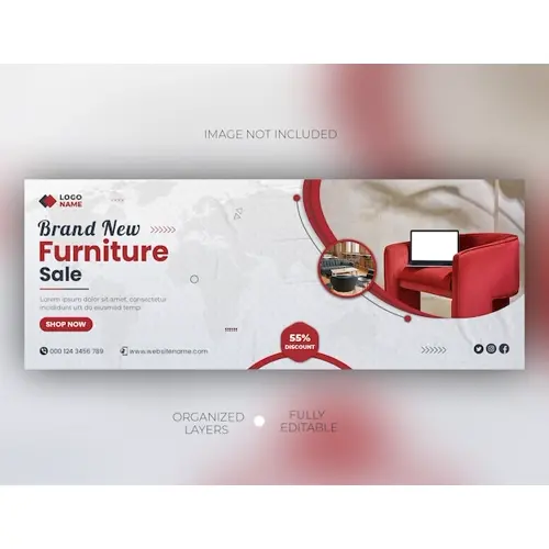 Modern furniture facebook cover page promotion and web banner template design