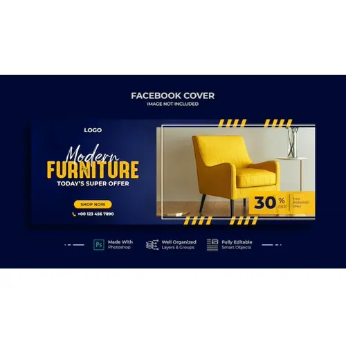 Modern furniture facebook cover and social media banner template design