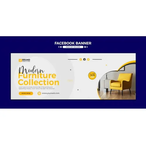 Modern furniture sale facebook cover photo and web banner template