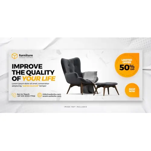 Modern furniture sale facebook cover or web banner psd template