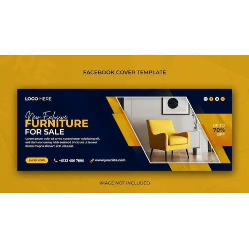 Modern furniture sale horizontal banner or facebook cover photo psd template