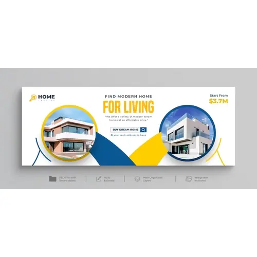 Modern home Facebook cover or Property home buy and sale web banner for real estate