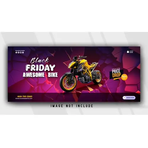 Motorcycle advertises the black friday sale facebook banner template