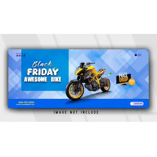 Motorcycle advertises the black friday sale facebook banner template