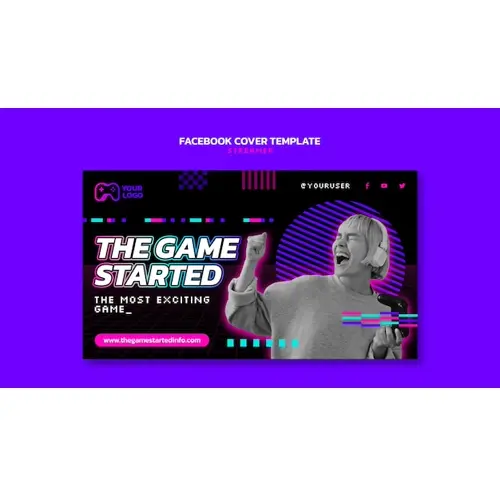 Neon streamer facebook cover template