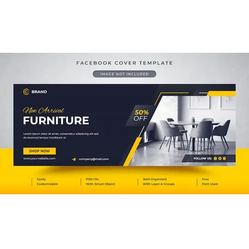 New arrival furniture sale promotional Facebook cover and web banner template
