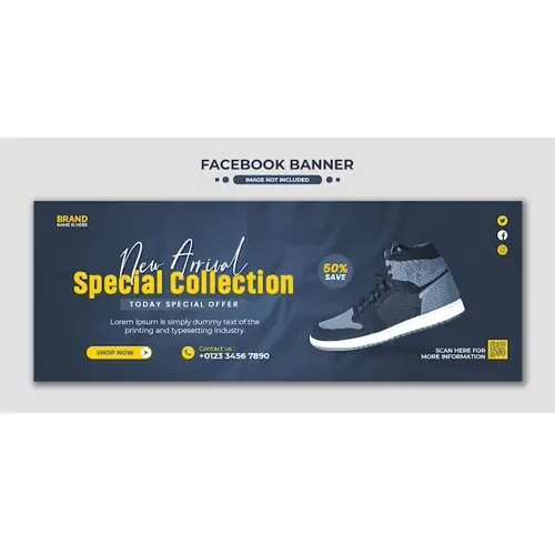 New arrival shoes sale for facebook cover and web banner template