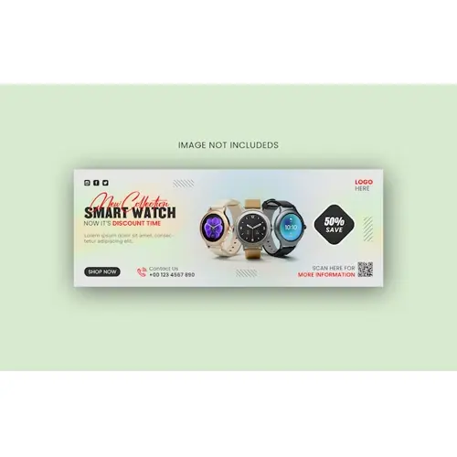 New collection smartwatch Facebook cover and web banner design template