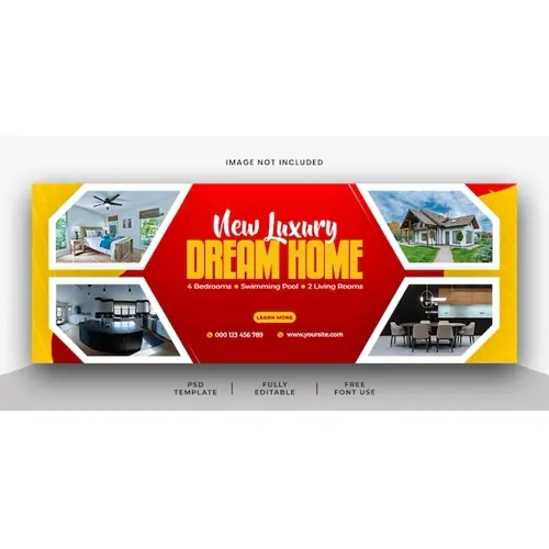 New Luxury Dream Home For Sale Social Media Facebook Cover Template