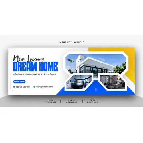 New Luxury Dream Home Social Media Facebook Cover Banner Template