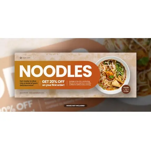 Noodles food facebook timeline cover and web banner template Premium Psd