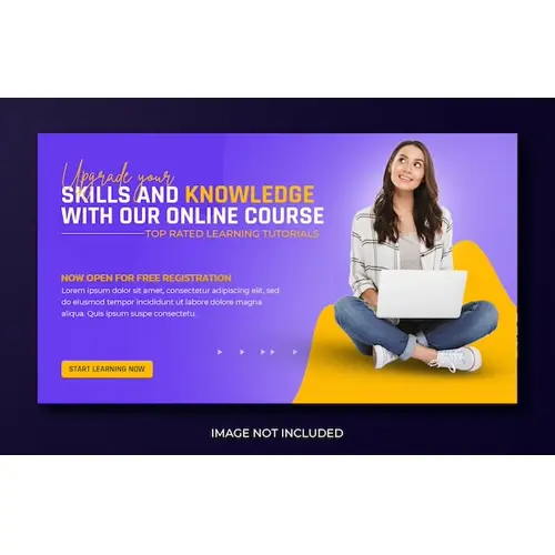 Online courses education web banner and Facebook cover template design PSD