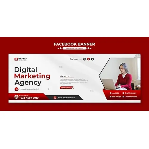 Online digital marketing facebook cover design and web banner template