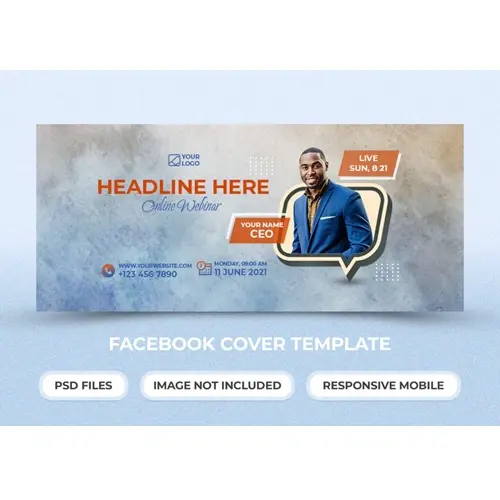 Online webinar workshop facebook cover template premium psd