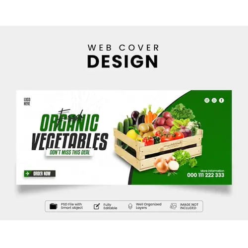 Organic Vegetables Facebook Cover Template Design