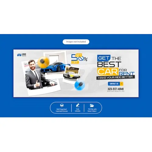 PSD car rental and automotive facebook cover template