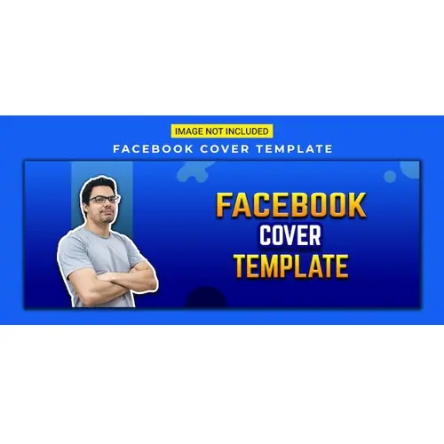 PSD facebook cover template in blue and orange color bold text effet