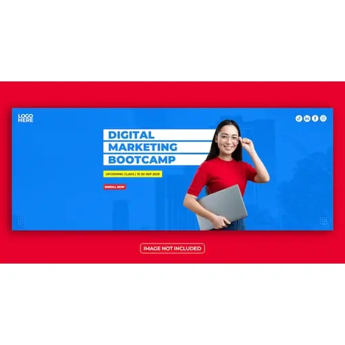 PSD marketing course and educational facebook cover banner template