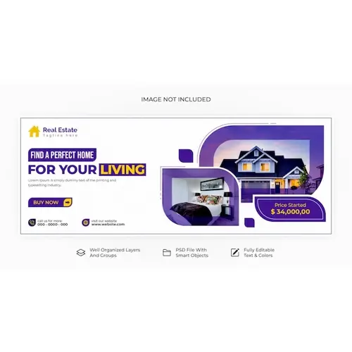 PSD real estate house property facebook cover banner template