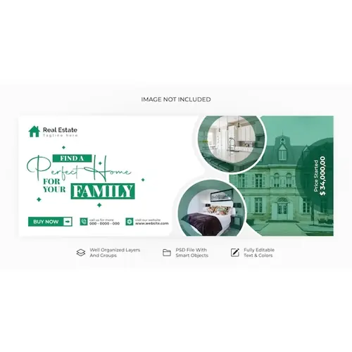 PSD real estate house property facebook cover banner template