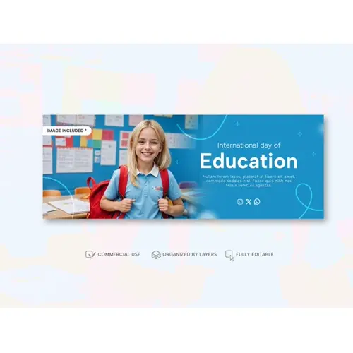 PSD template for facebook cover template about International education day