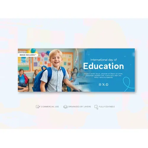 PSD template for facebook cover template about International education day