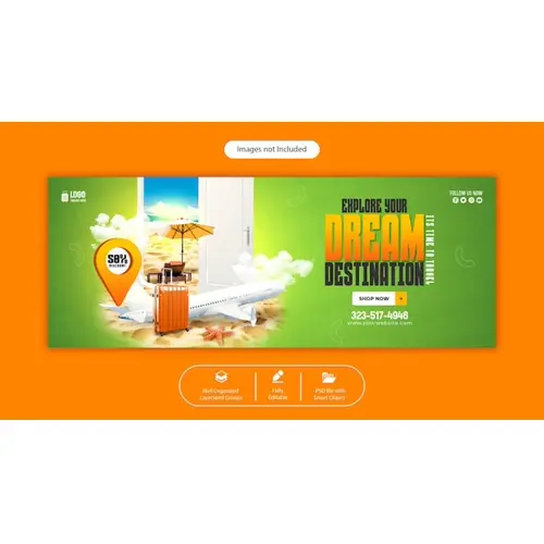 PSD travel and tourism facebook cover template