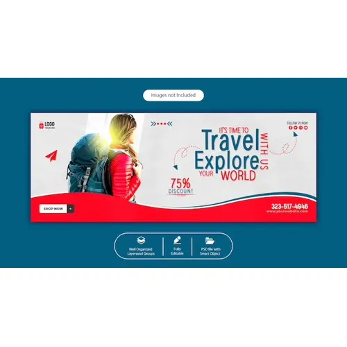 PSD travel and tourism facebook cover template