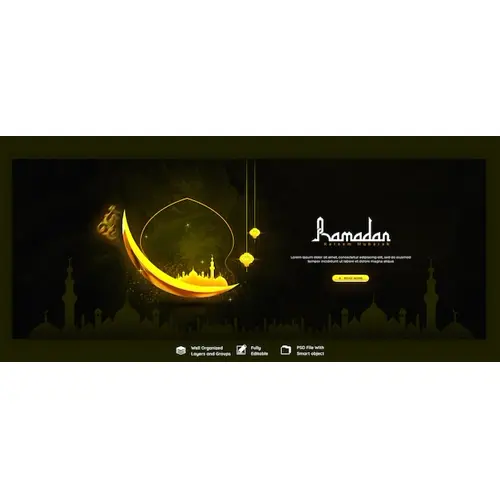 Ramadan Kareem Mubarak Islamic Festival Religious Facebook Cover Banner Template