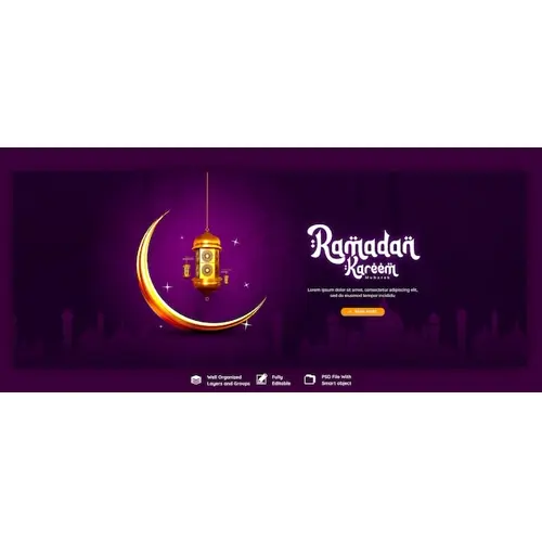 Ramadan Kareem Mubarak Islamic Festival Religious Facebook Cover Banner Template