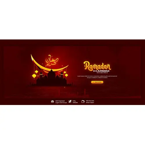 Ramadan Kareem Mubarak Islamic Festival Religious Facebook Cover Banner Template
