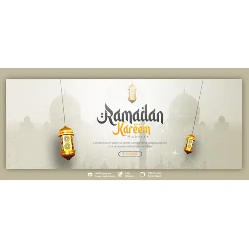 Ramadan Kareem Mubarak Islamic Festival Religious Facebook Cover Banner Template