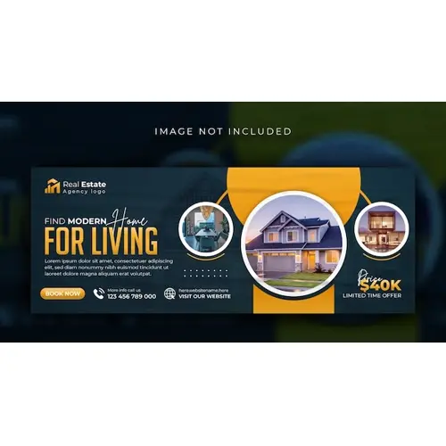 Real estate business facebook cover design house property selling social media banner template