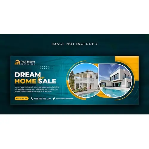 Real estate business facebook cover design house property selling social media banner template