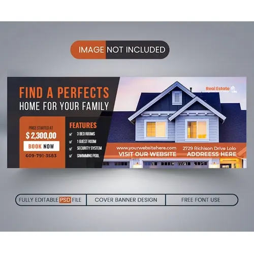 Real Estate Facebook cover and banner template design