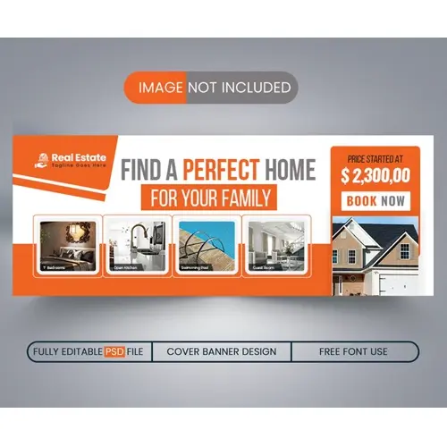 Real Estate Facebook cover and banner template design