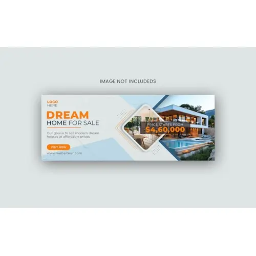 Real estate Facebook cover design house property selling social media banner template